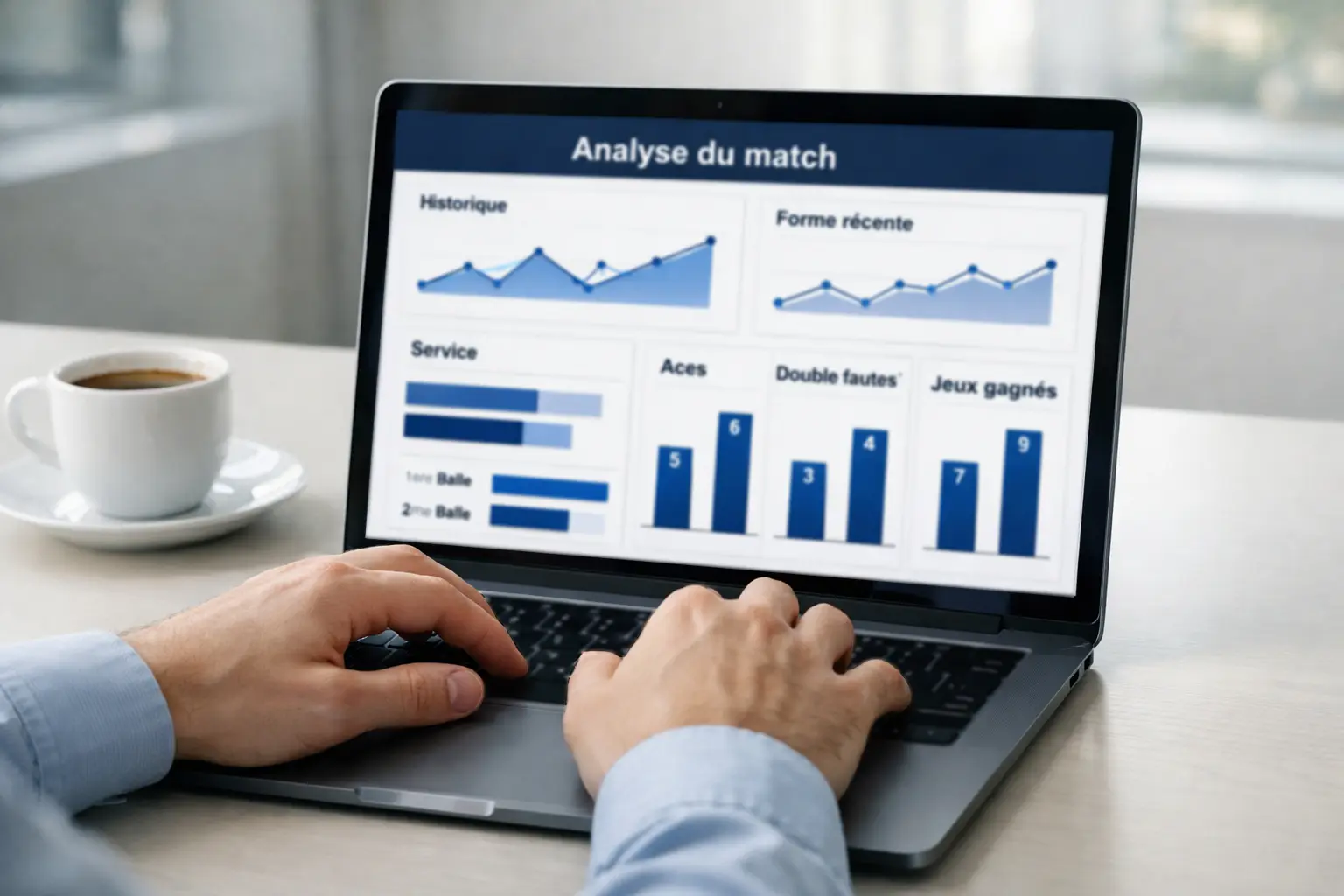 Écran d'ordinateur affichant des statistiques de matchs de tennis