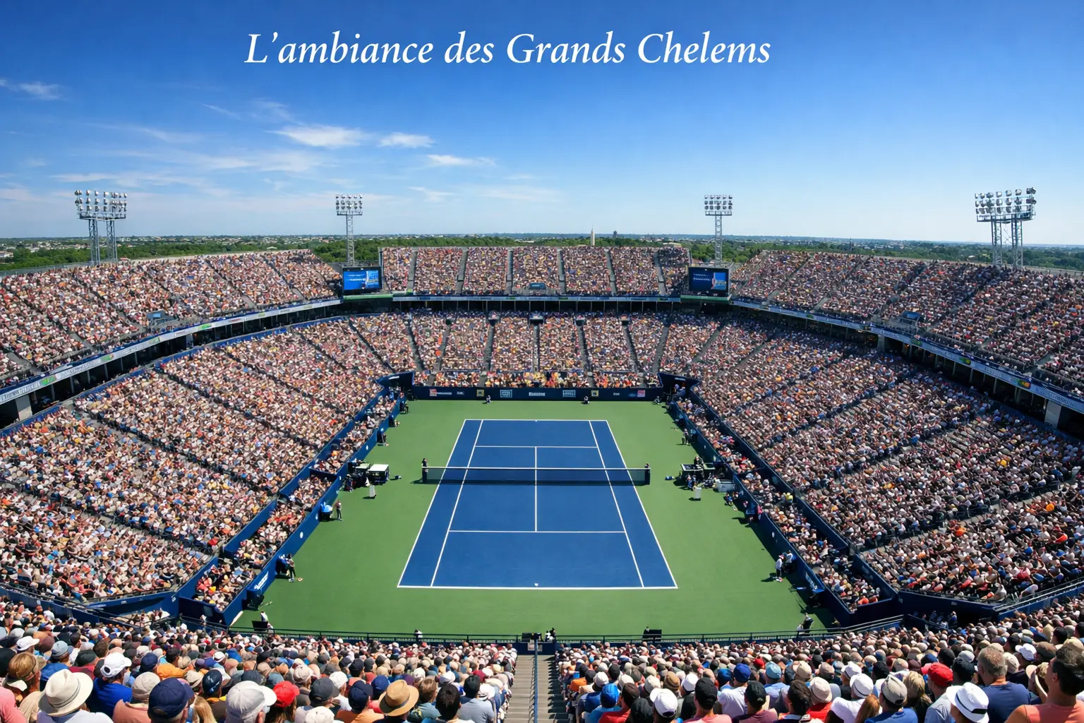 Stade de tennis Grand Chelem rempli de spectateurs