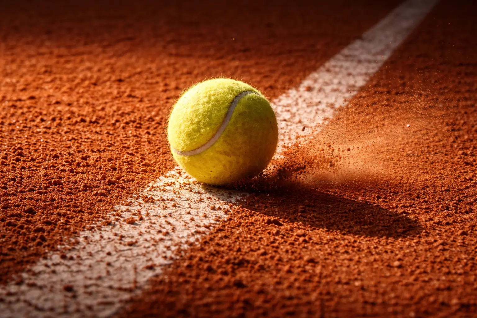 Court de terre battue de Roland-Garros avec lignes blanches