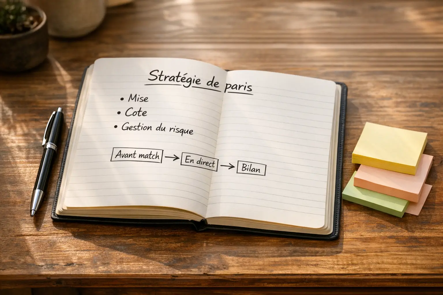 Carnet de notes avec strat&eacute;gie de paris sportifs