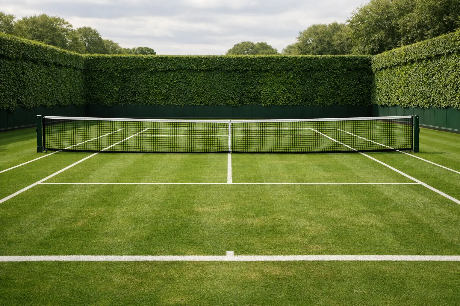 Court de gazon vert de Wimbledon avec filet